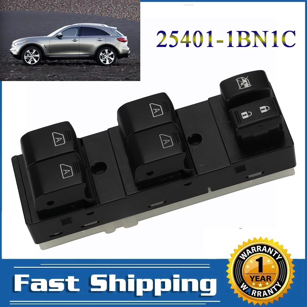 Interruptor elevalunas conductor Nissan Q40 QX50 QX70 Infiniti FX35 – OEM 25401-1BN1C