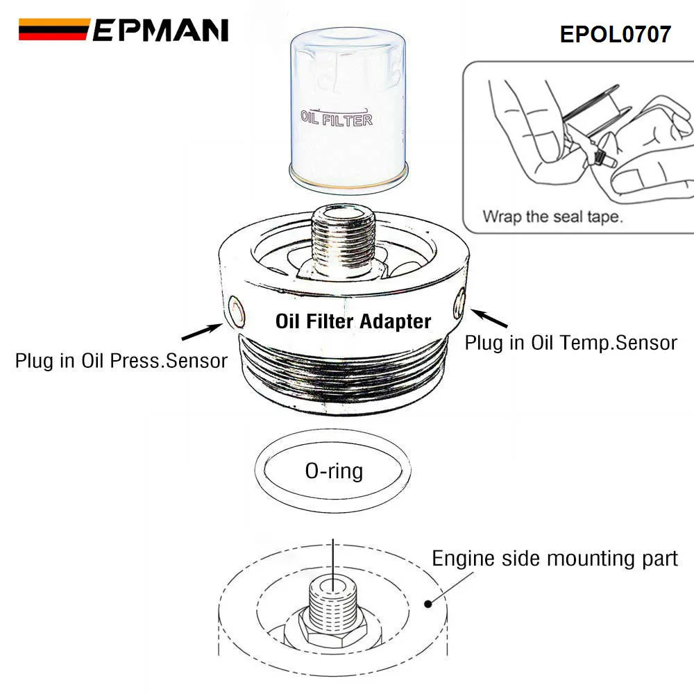 Placa adaptadora filtro aceite EPMAN CNC aluminio Honda Civic FB20/FB25 - imagen 5