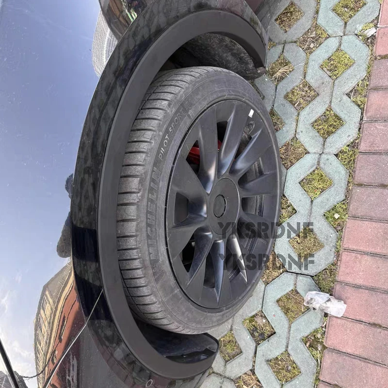 4 Uds para Tesla Model Y 2020 a 2024 guardabarros de coche de alta calidad guardabarros de coche Protector de cejas tira embellecedora de arco de rueda - imagen 3