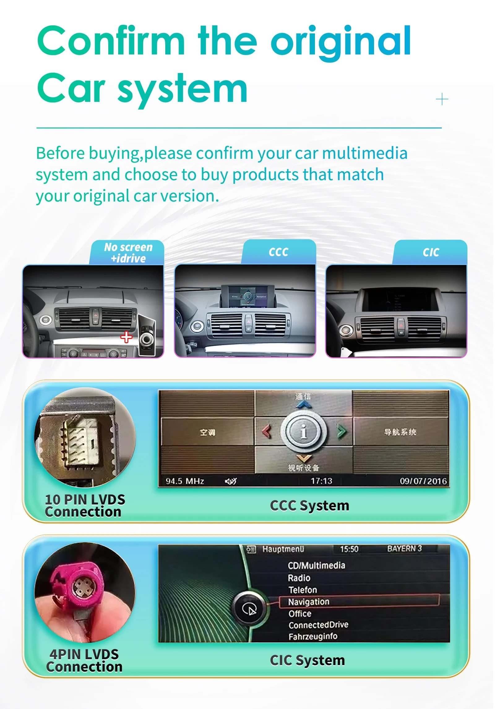 Radio coche CarPlay Android para BMW Serie 1 E81-E88 sin pantalla - imagen 4