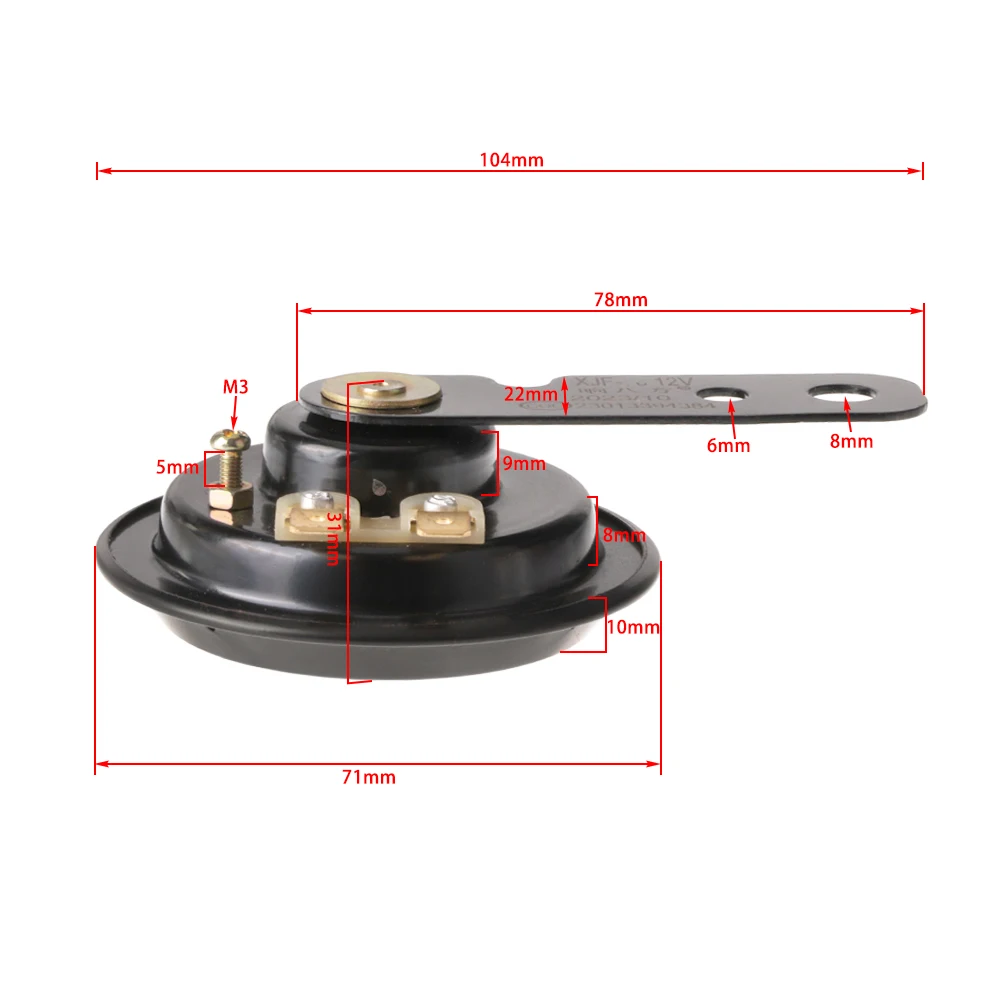 Bocina claxon 12V universal para scooter, pit bike y ATV - imagen 3