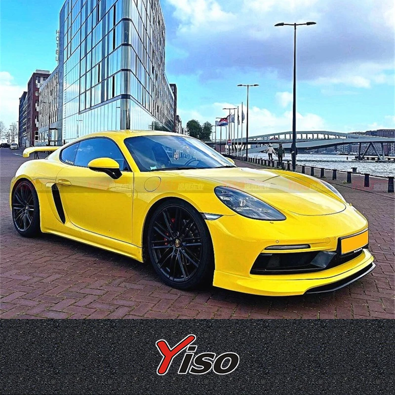 Adecuado para 718 Boxster Cayman Tecate Encirclement modificado labio delantero de fibra de carbono labio delantero Cayman labio frontal techart - imagen 2