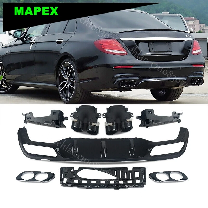 Difusor de parachoques trasero negro brillante, labio para Mercedes Benz W213 2016-2020, tipo AMG