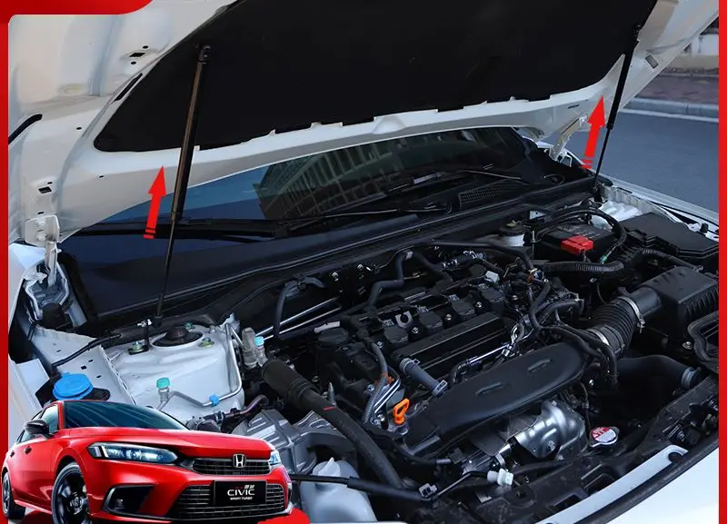 Amortiguadores de capó de fibra de carbono Honda Civic XI 2022-2024 - imagen 2