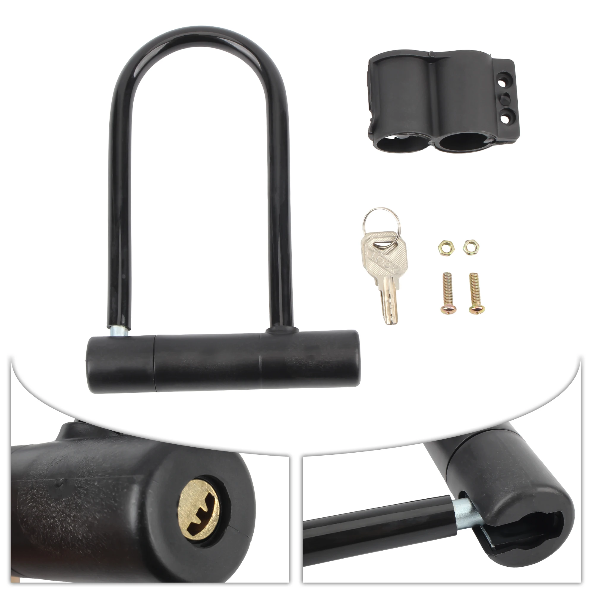 Candado antirrobo para moto con llave y soporte de montaje - imagen 5
