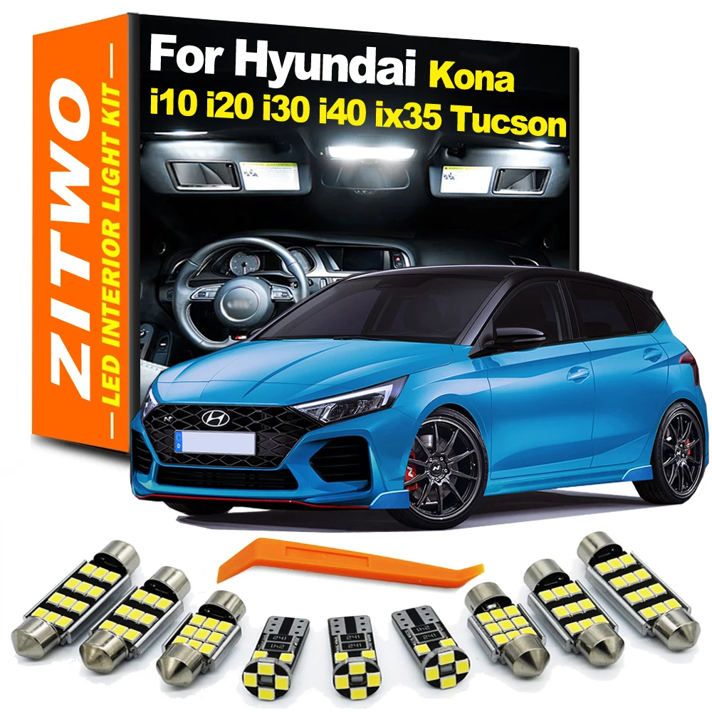 ZITWO-Kit de lámpara de placa de luz de maletero de mapa de cúpula Interior, bombilla LED para Hyundai i20N i30N i10 i20 i30 i40 ix35 ix55 Kona Tucson IONIQ