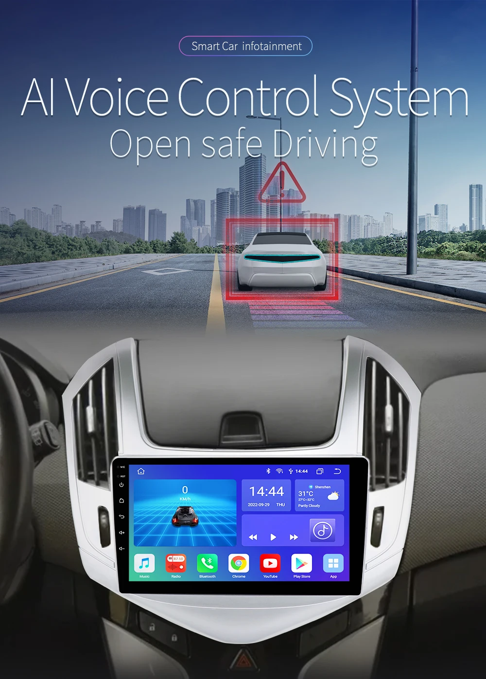 Pantalla con interfaz multimedia y opciones