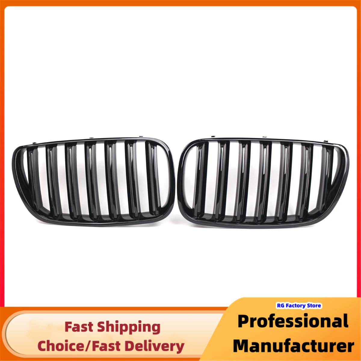Rejilla de riñón BMW X3 E83 2007-2010 negra brillante - imagen 2