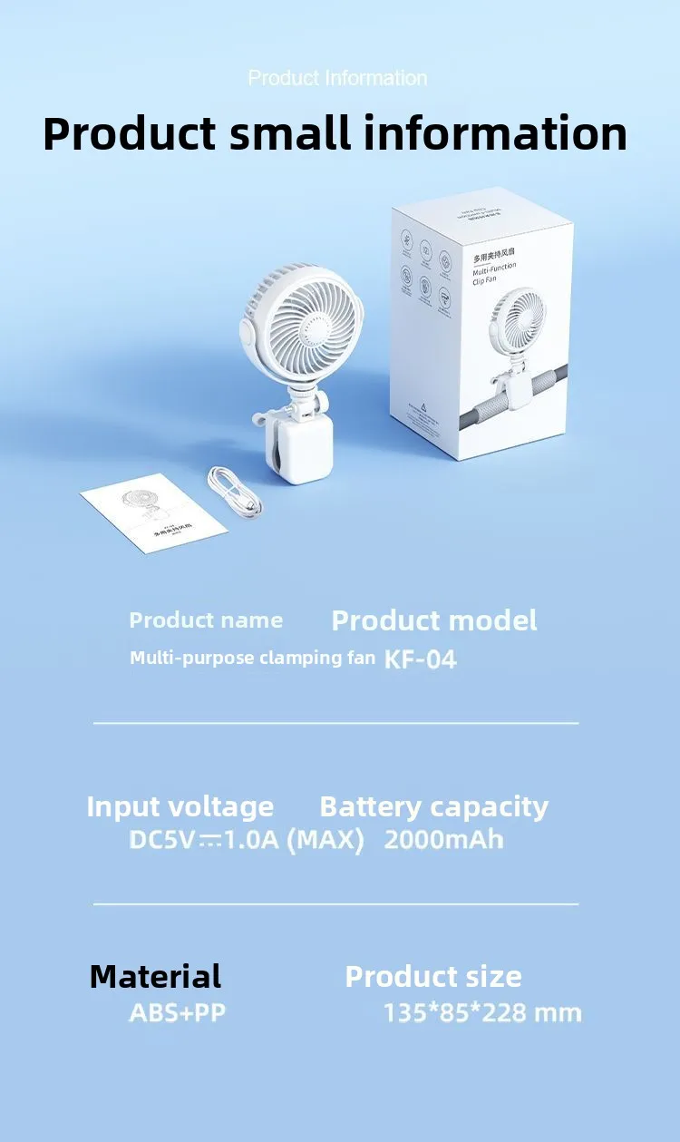Ventilador pequeño para coche con clip instalado en visera
