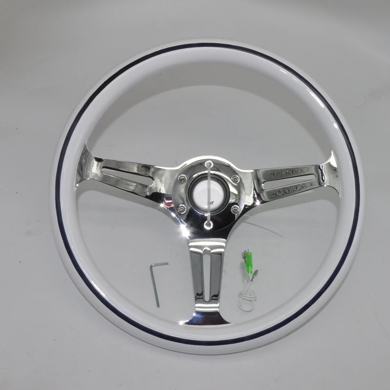 Volante universal deportivo de madera clásica blanco