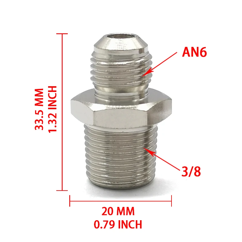 Adaptador enfriador de aceite inoxidable 6AN macho a 3/8 NPT - imagen 3