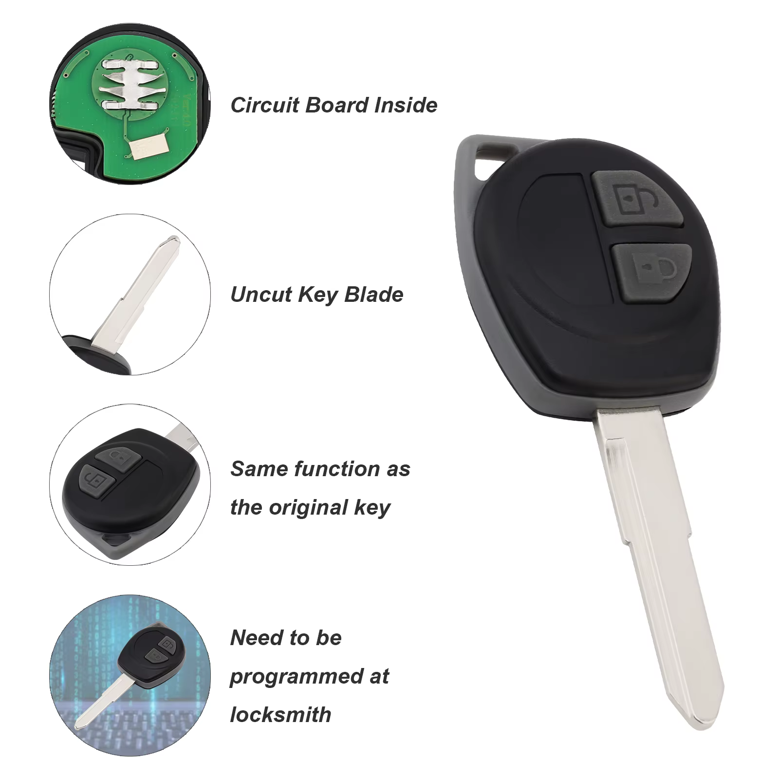 Mando a distancia Suzuki 2 botones ID46 para Swift, SX4 y Jimny - imagen 4