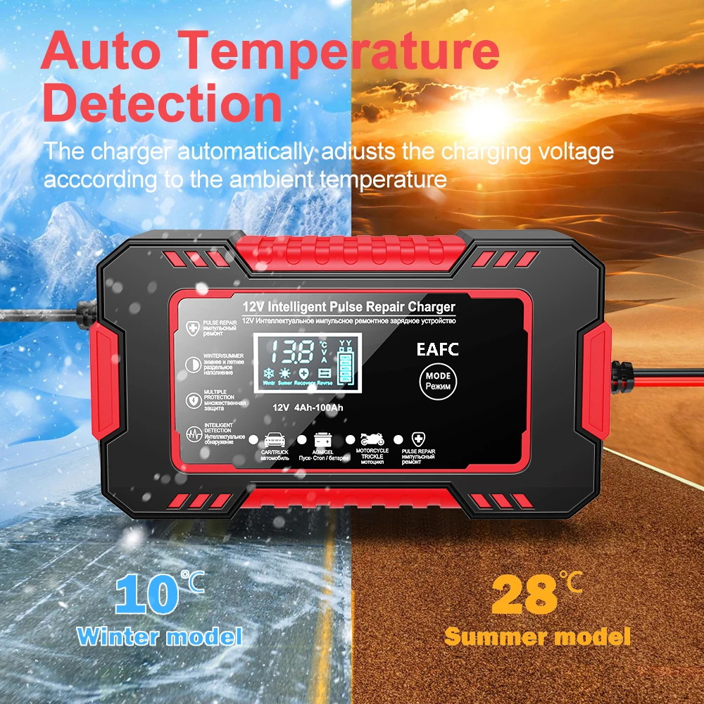 Cargador batería inteligente 12V 6A LCD – AGM, GEL y plomo-ácido - imagen 5