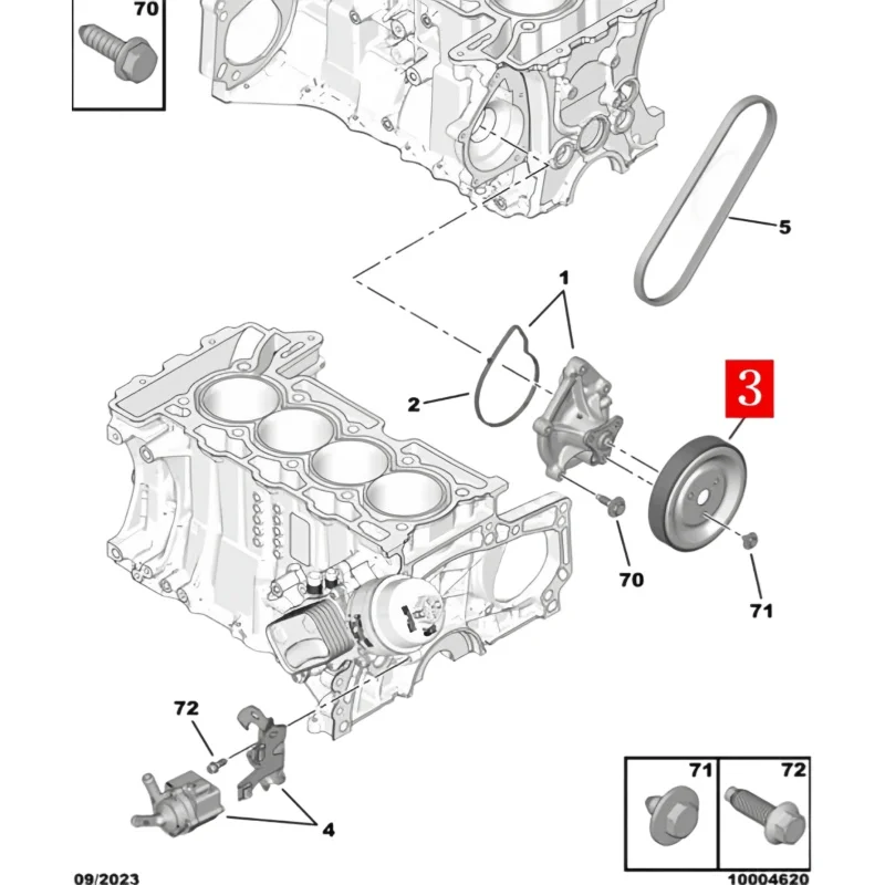 Polea bomba de agua Peugeot 4008, 408, 5008 y 508L – Citroën C5 Aircross - imagen 3