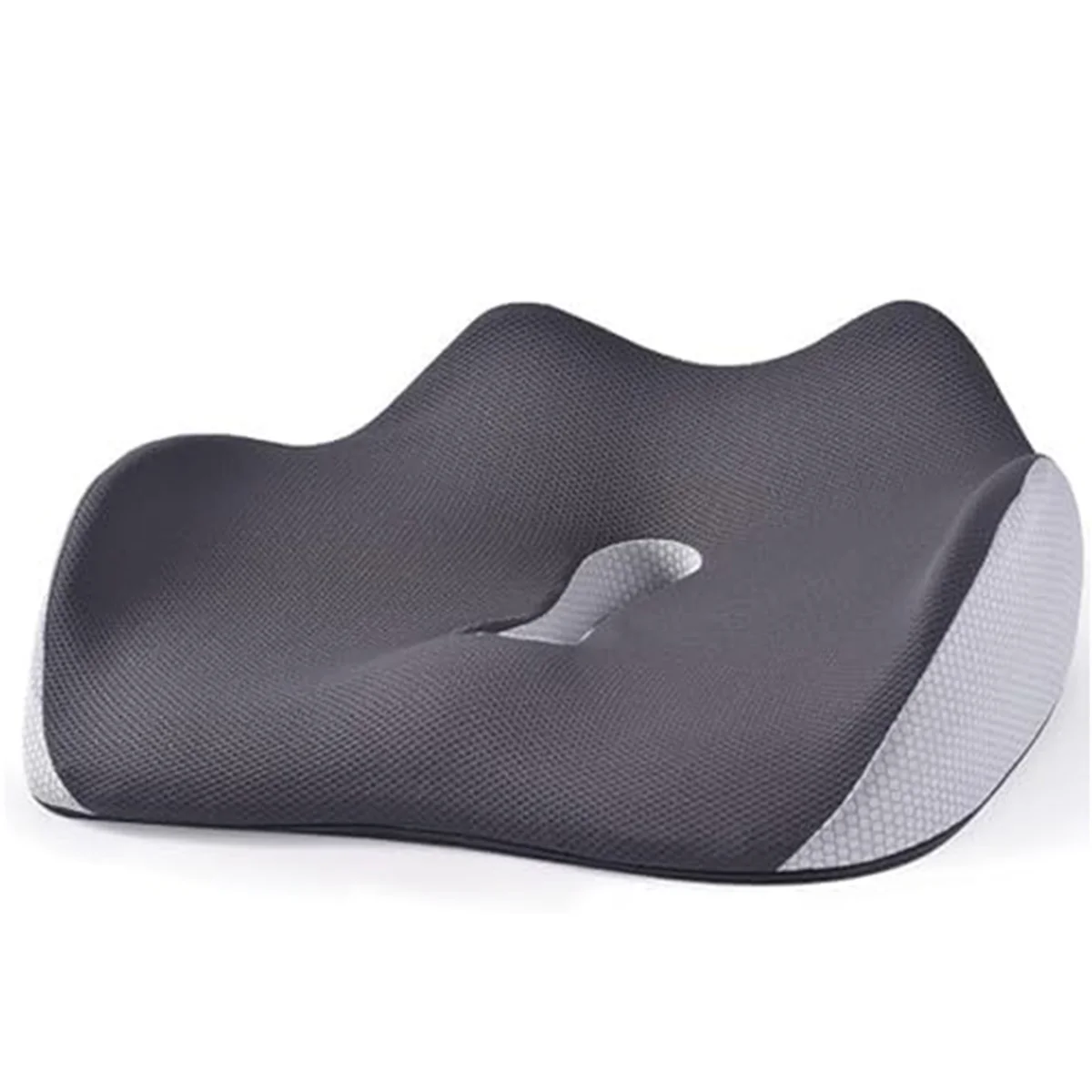 Cojín ergonómico gris para silla de oficina y ordenador