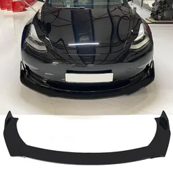Labio delantero negro brillante para Tesla Model 3 2017-2020