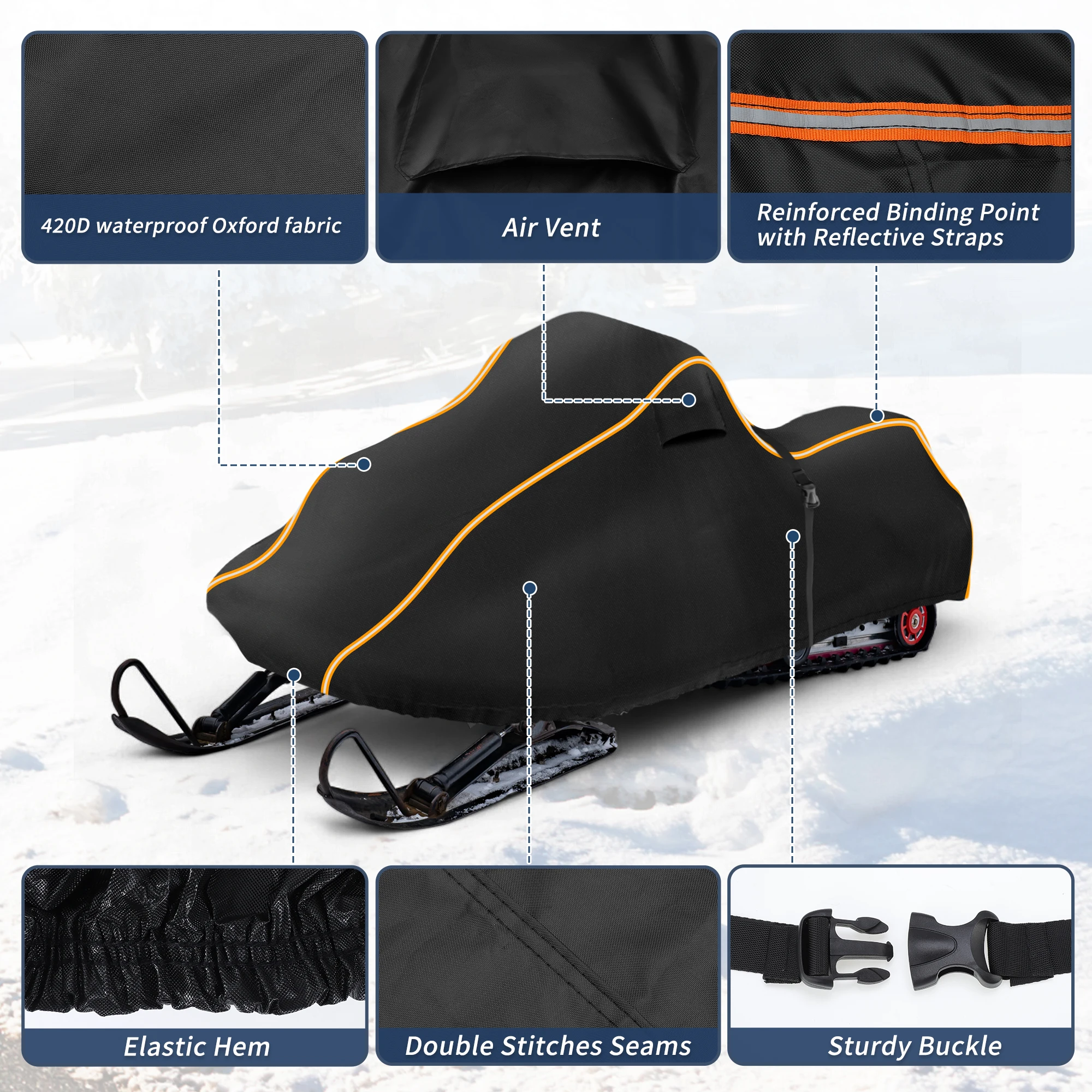 Funda impermeable Autohaux Oxford para moto de nieve Ski-Doo y Yamaha - imagen 4