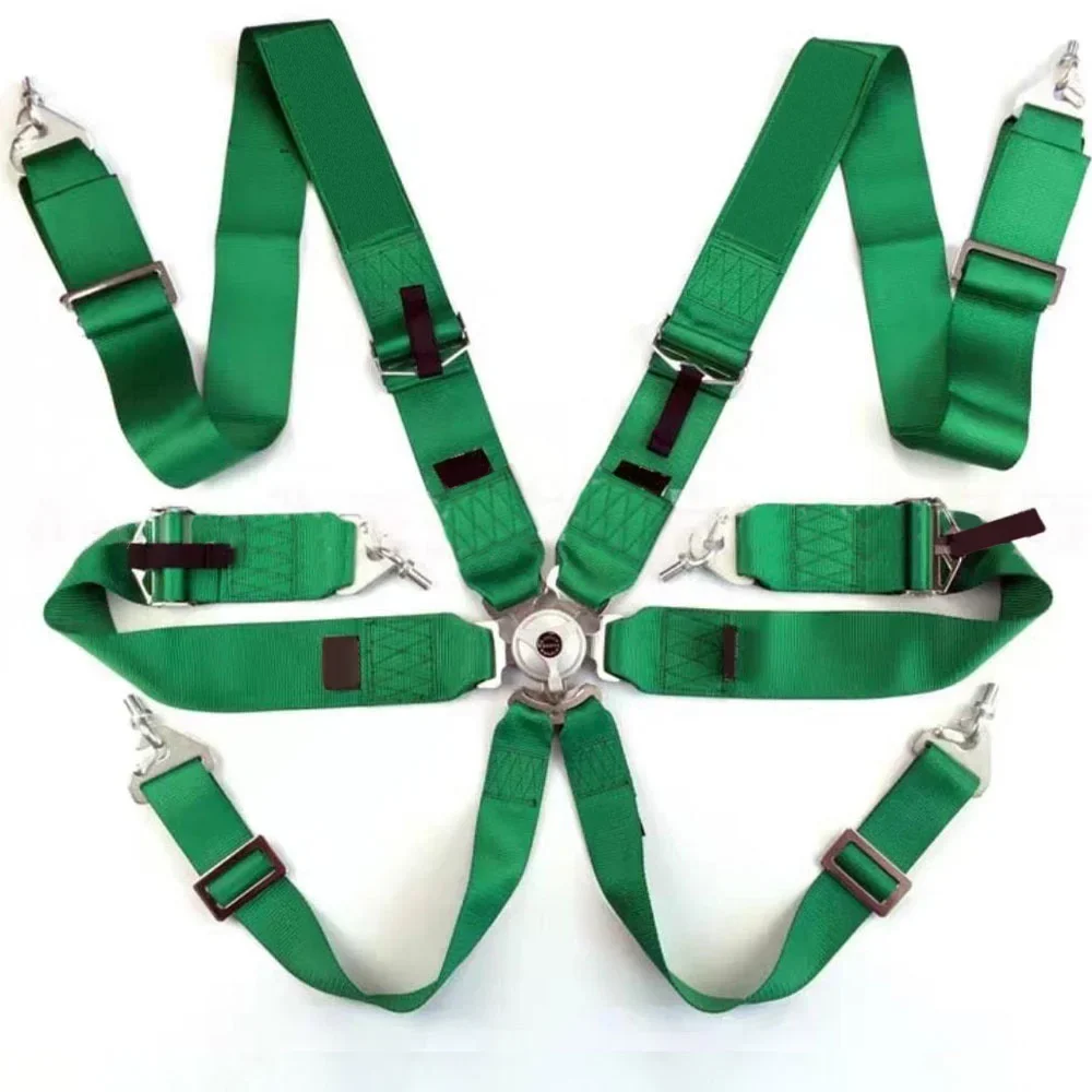 Arnés de seguridad 6 puntos Universal para coche – verde y negro - imagen 4