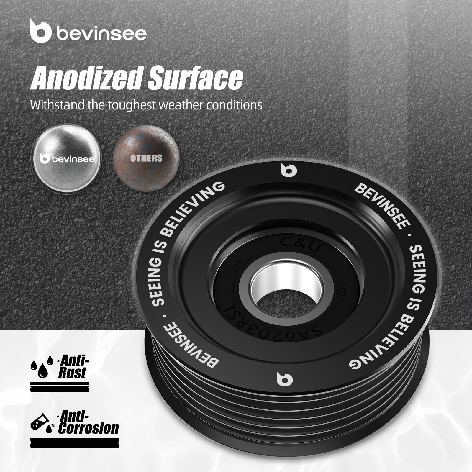 BEVINSEE polea tensora aluminio LS6 para Corvette 5.7 V8 97-04 - imagen 4