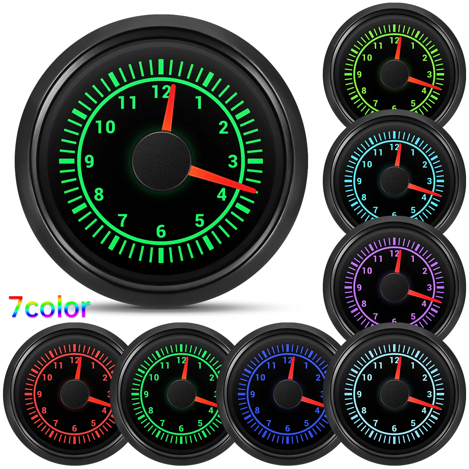Horómetro digital 52mm retroiluminación 7 colores para vehículo - imagen 2