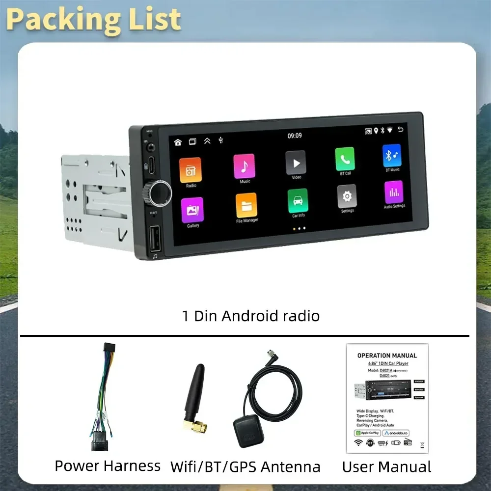 Carplay Android Auto Android Car Multimedia 1 Din Radio para Toyota RAV4 1994-2000 6,86 "pantalla estéreo unidad principal Autoradio - imagen 5