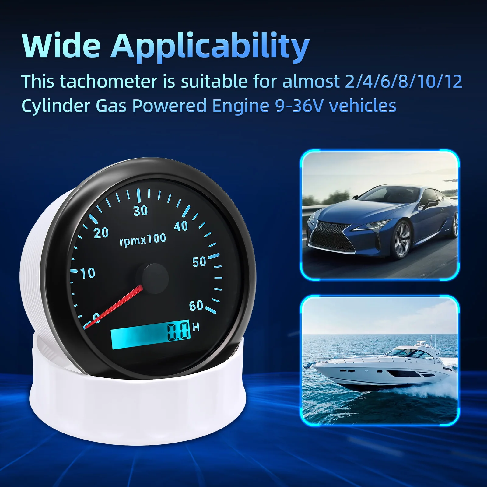 Tacómetro digital de pantalla LCD para motor, sensor y ajuste - imagen 2