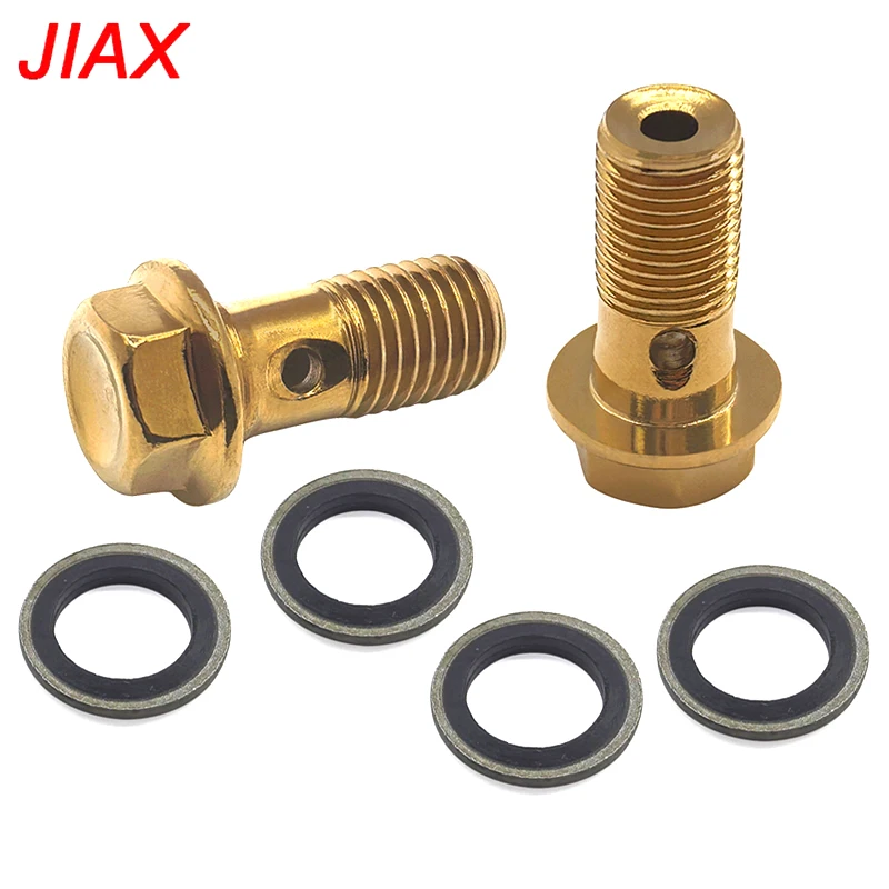 Tornillo banjo de freno M10x1,0 de acero, acabado dorado