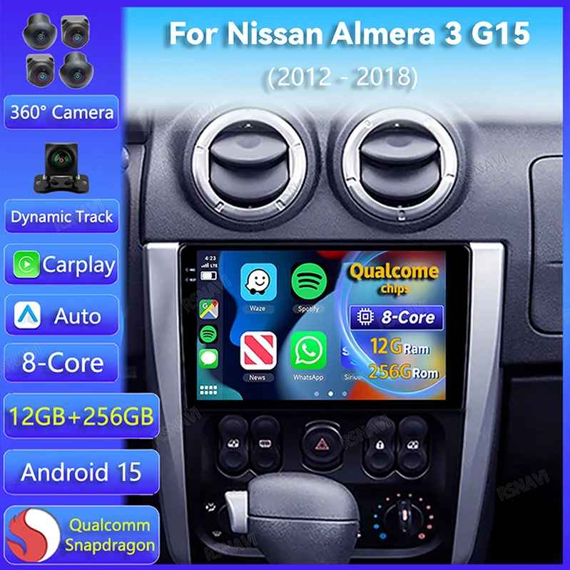 Autoradio Android 15 Nissan Almera G15 (2012-2018) con Carplay y GPS
