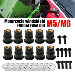 Tuercas Remachables M5/M6 Goma para Parabrisas Moto