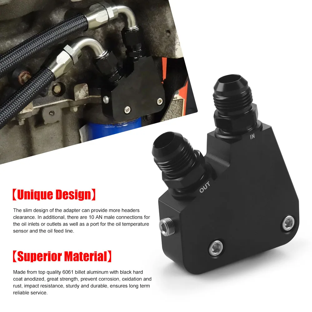 Adaptador enfriador aceite negro Chevrolet Corvette C5 C6 C7 LS1-LS7 - imagen 4