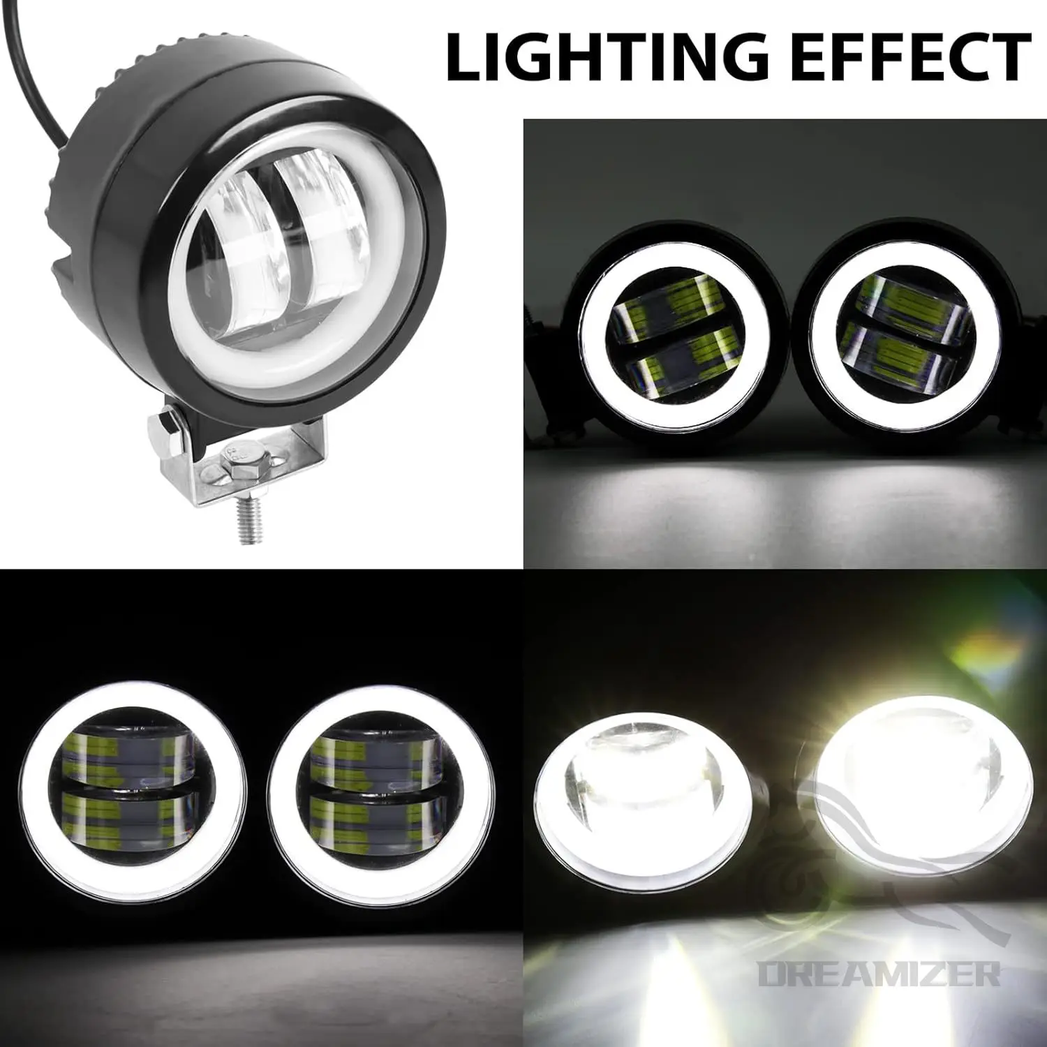Faro LED 40W con ojos de ángel para Jeep Wrangler todoterreno - imagen 2