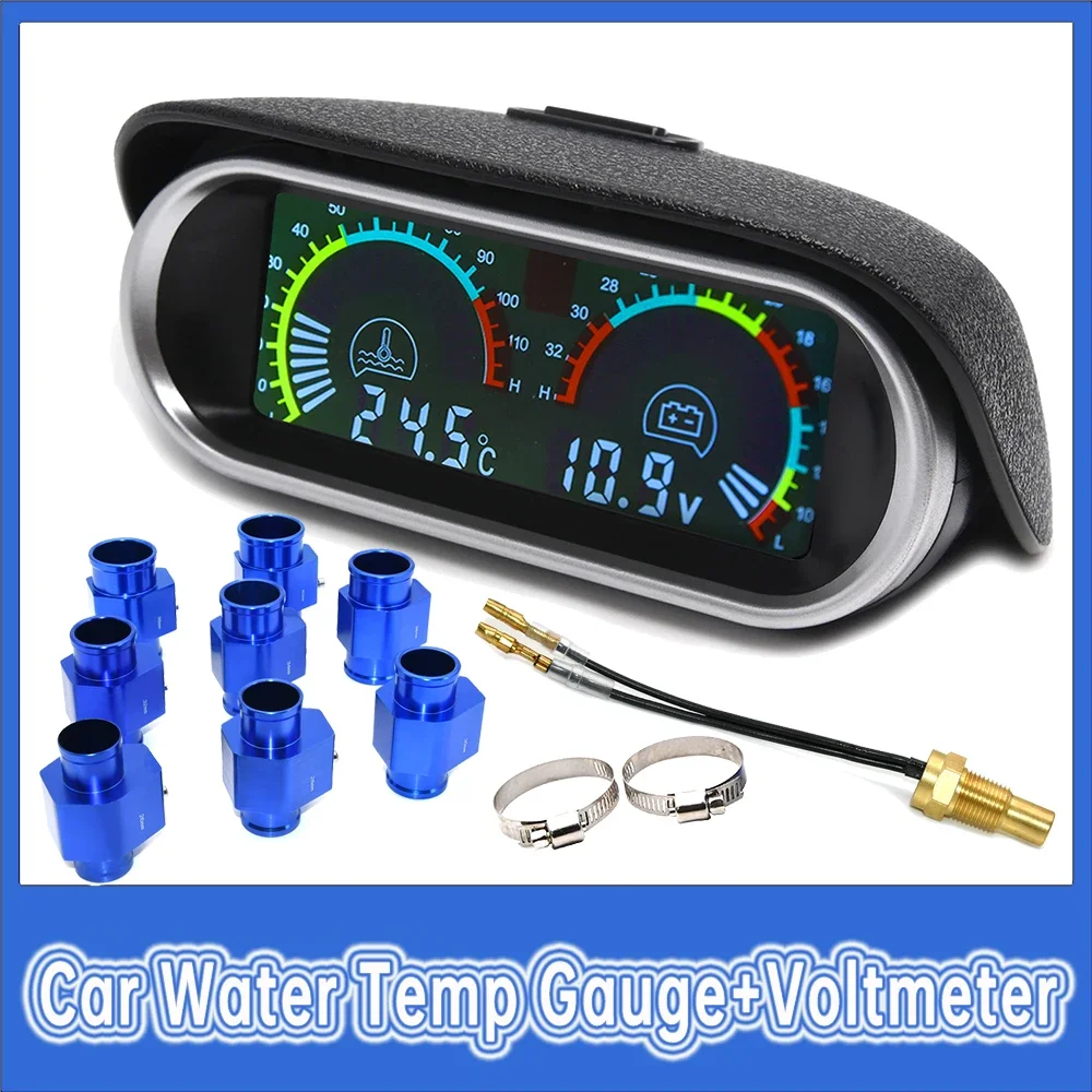 Reloj digital 2 en 1 temperatura agua y voltímetro 12V/24V para coche