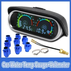 Reloj digital 2 en 1 temperatura agua y voltímetro 12V/24V para coche