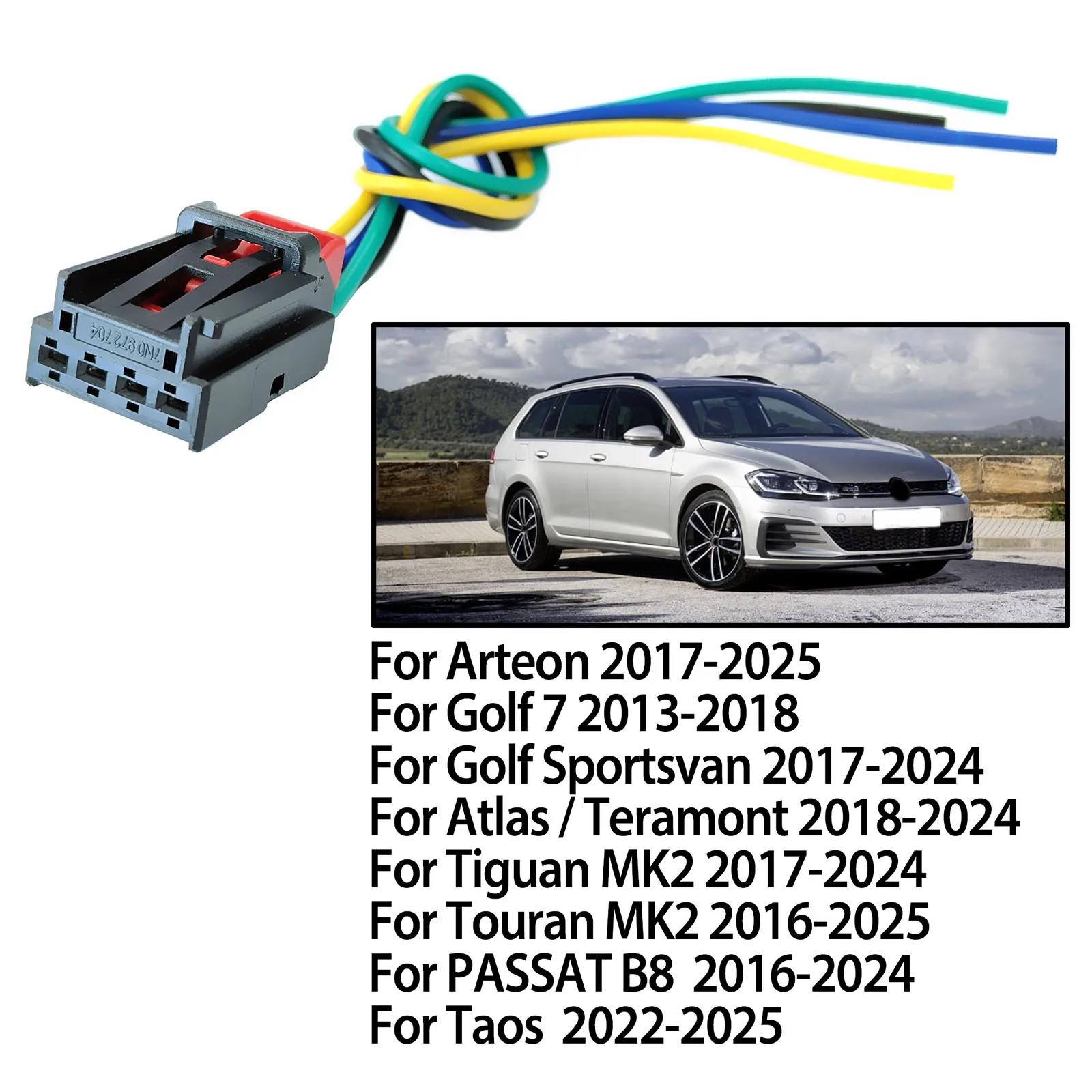 2x para VW Audi Skoda Seat 7N0972704 para GOLF Sportsvan 7 Tiguan 5N Sharan luz trasera lámpara 4PIN conector enchufe arnés telar - imagen 4