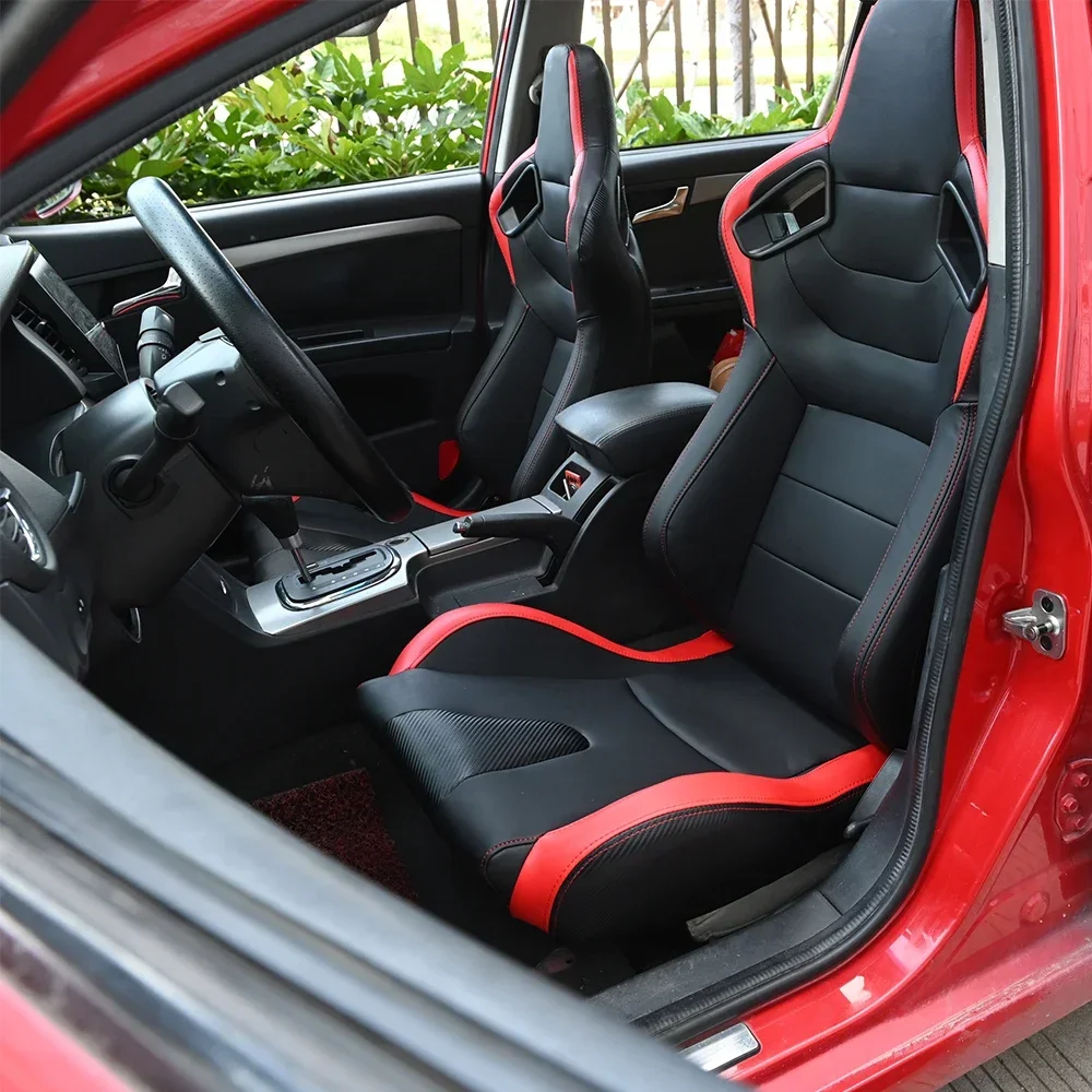 Asiento baquet de carreras universal con deslizador y tapicería 3D PVC - imagen 4