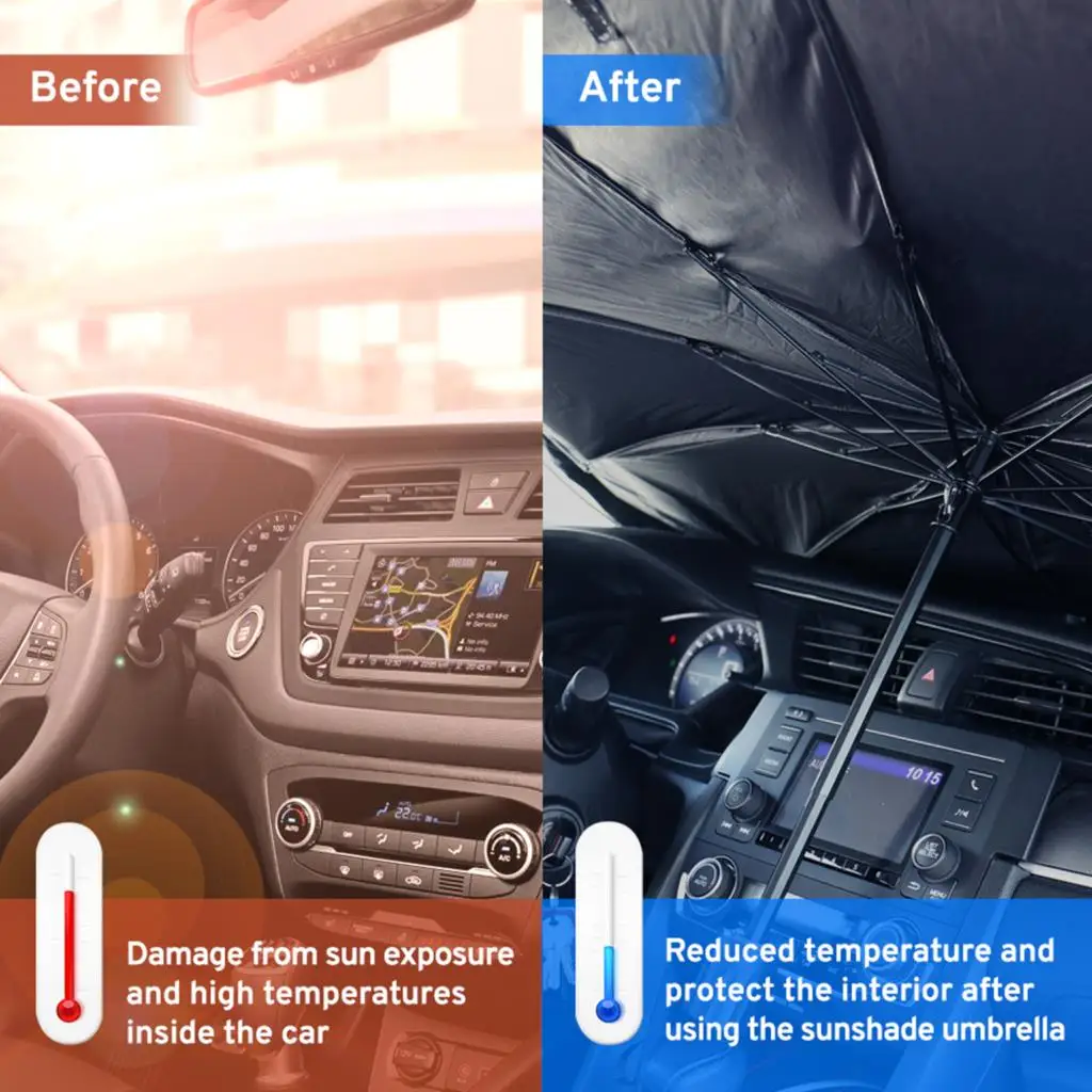 Parasol parabrisas plegable UV para coche, portátil, sombra total - imagen 4