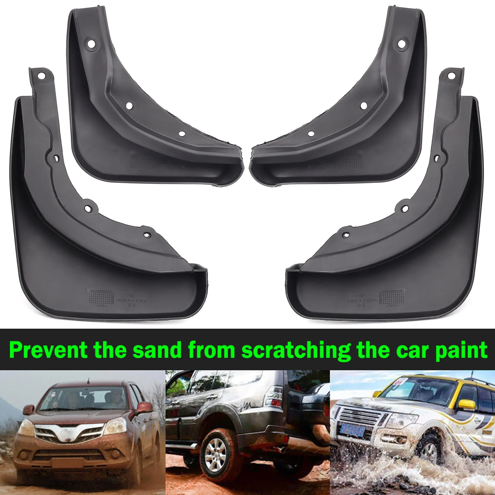 Imagen del paquete con los cuatro guardabarros y tornillos