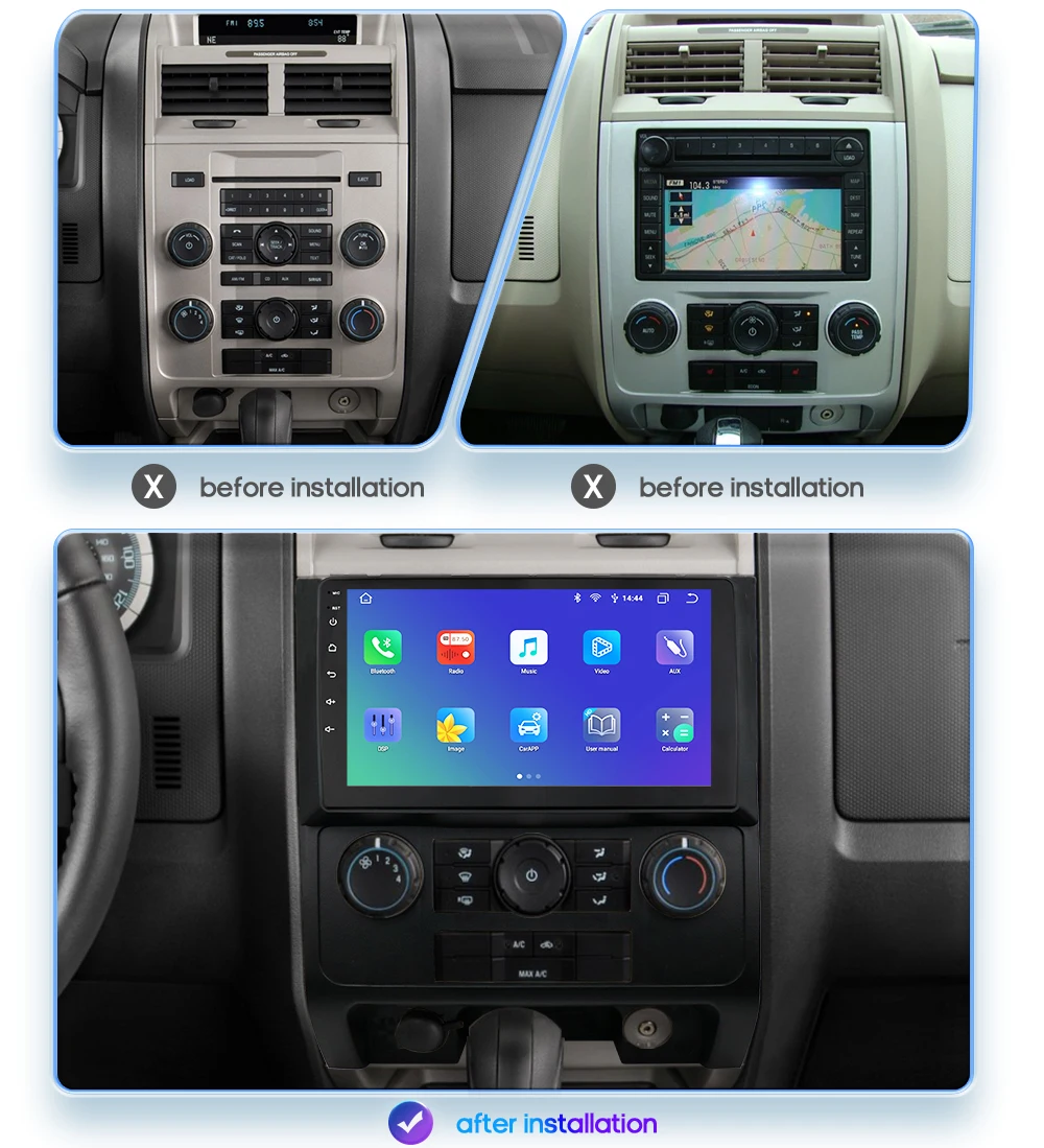Radio Android 9 pulgadas GPS CarPlay para Ford Escape 2012 - imagen 2