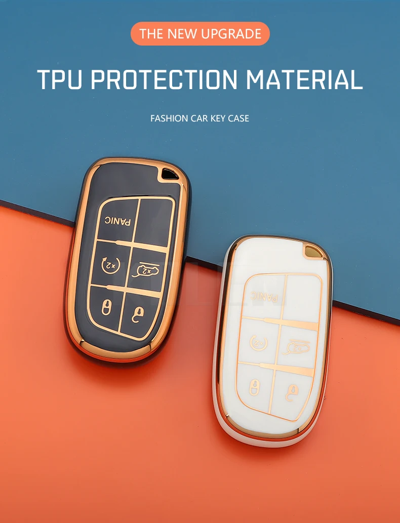 Detalle del borde dorado y textura del TPU