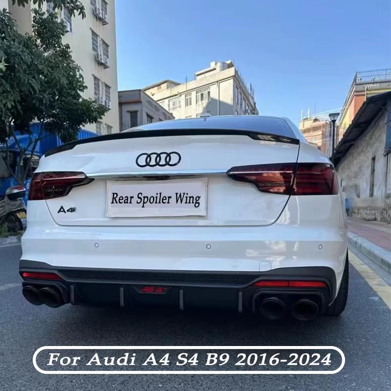Alerón trasero para Audi A4/S4 B9 en acabado negro brillante