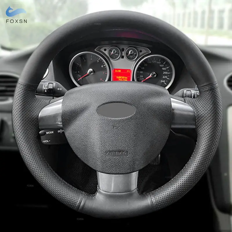 Funda de volante de cuero perforado para Ford Focus II 2005-2011