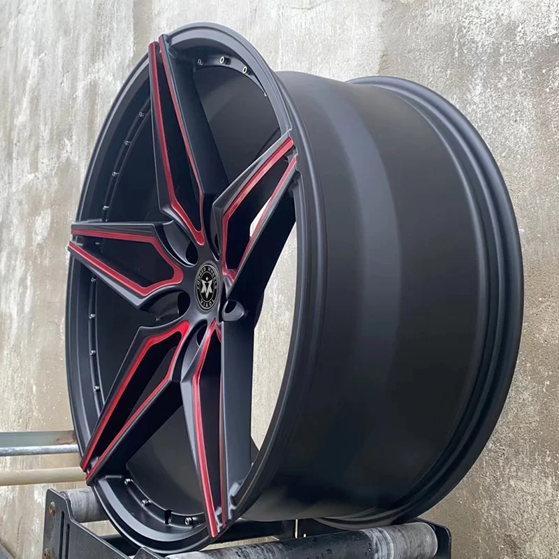 Ruedas de coche forjadas 1718 19 20 21 22 pulgadas con PCD 5x112 5x114,3 5x120 ruedas de aleación con diseño de radios múltiples en negro y rojo para Audi Golf BYD - imagen 2