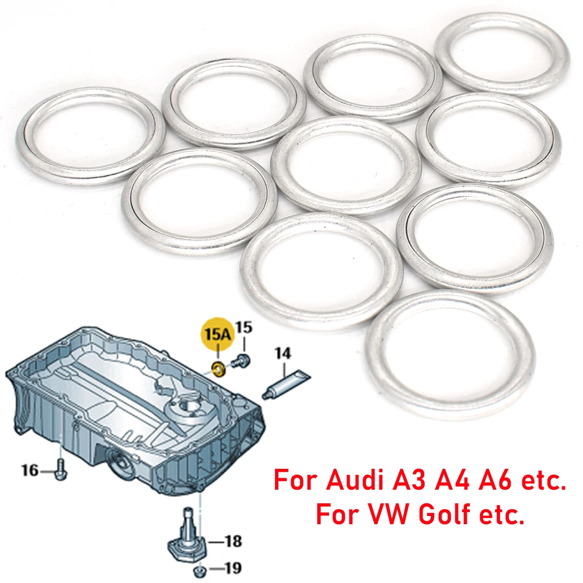 N0138157 Junta tapón aceite M14 con arandela Audi A4 A6 Q5 VW Golf - imagen 5