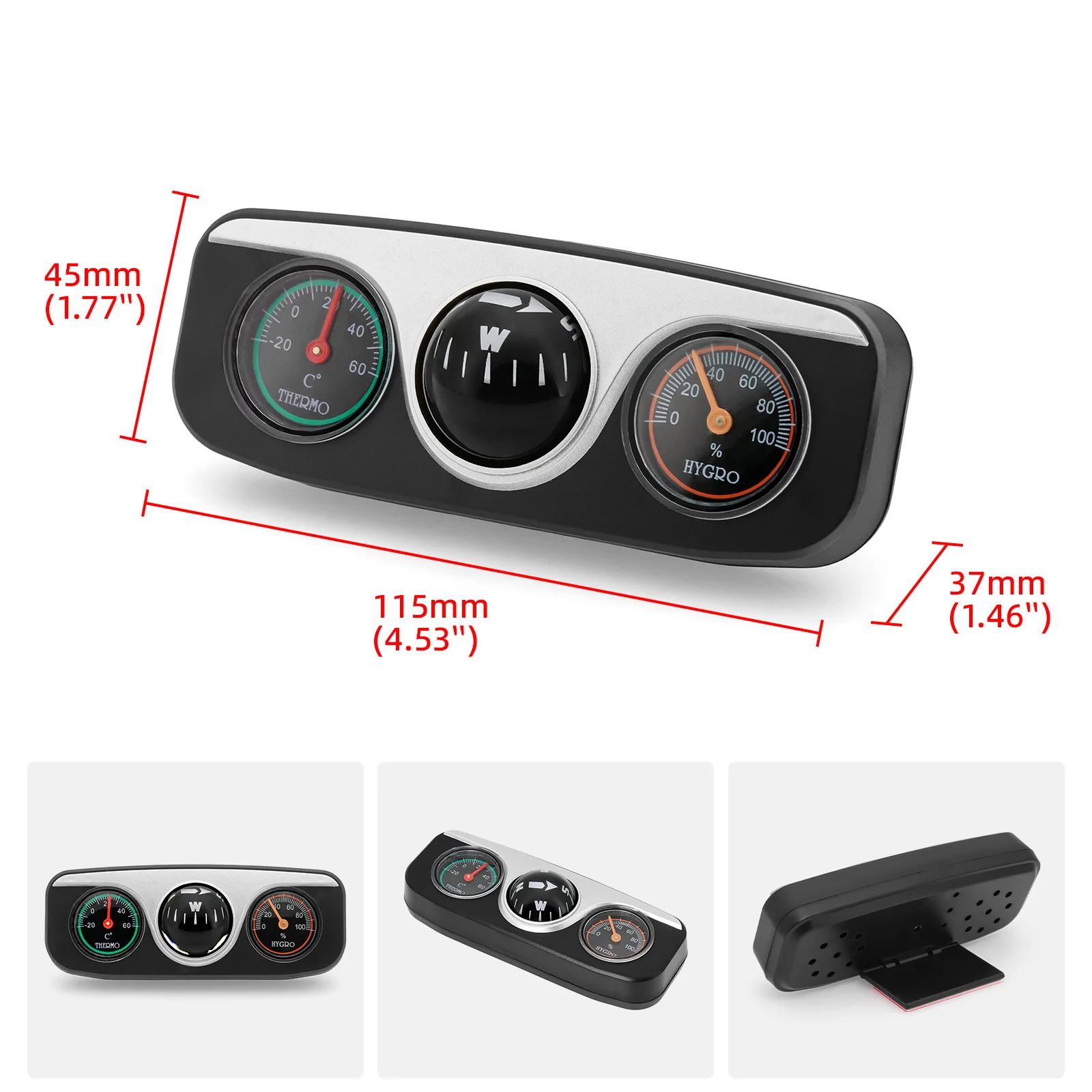 Brújula para coche 3 en 1 con higrómetro y termómetro - imagen 4