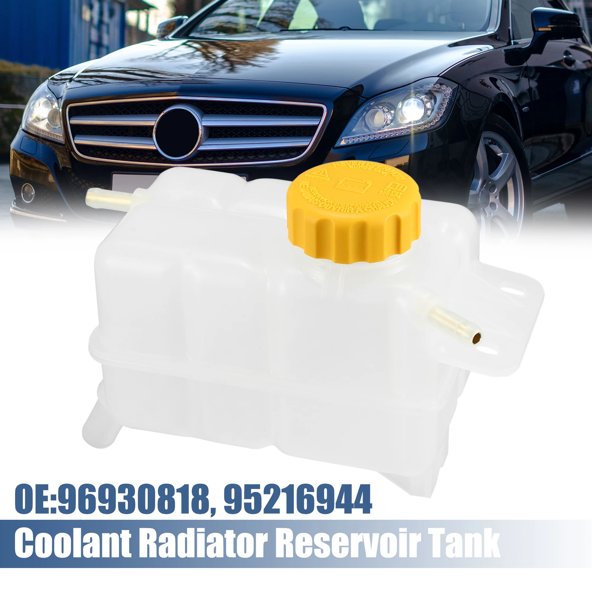 UXCELL-tanque de depósito de radiador refrigerante para Chevrolet Aveo LS, LT 1.6L L4 - Gas 96930818-95216944, 2007 con tapa, 1 Juego