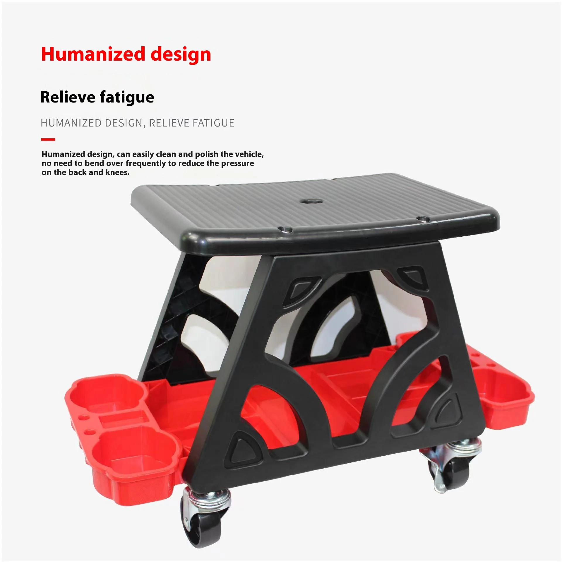 Taburete rodante con ruedas 360° para detailing de coche - Asiento auxiliar regulable - imagen 2