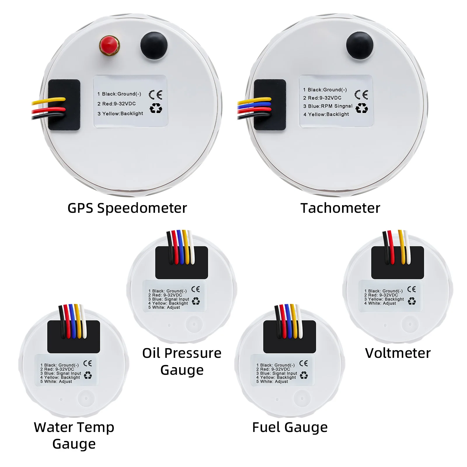 Juego de 6 medidores, velocímetro de 120MHP, tacómetro de 8000RPM, nivel de combustible, temperatura del agua, voltímetro de presión de aceite para coche marino, barco personalizado - imagen 5