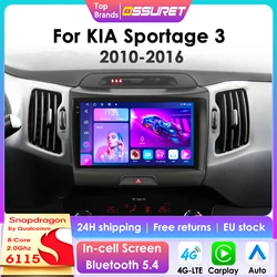 Radio 2DIN con GPS y CarPlay Android 13 para Kia Sportage 2010-2016