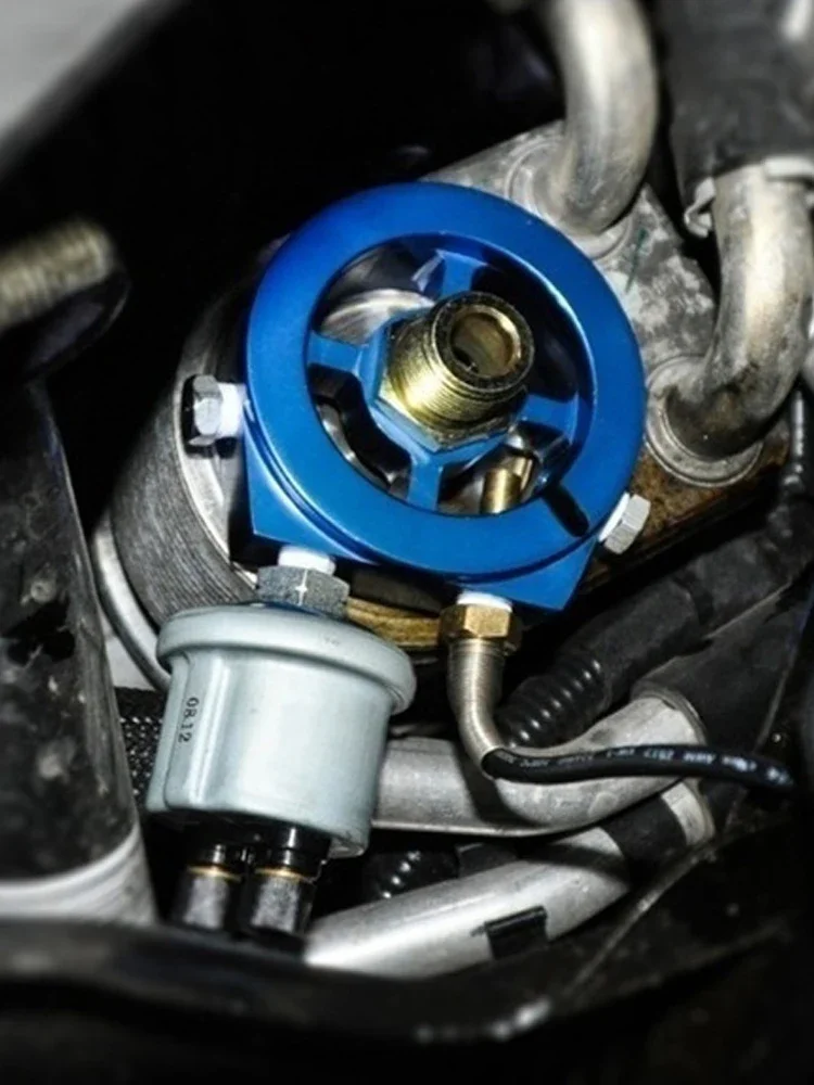 Adaptador universal de placa tipo sándwich de enfriador de filtro de aceite JDM: M201.5 y 3/4-16 para piezas automotrices de medidor de automóvil - imagen 2