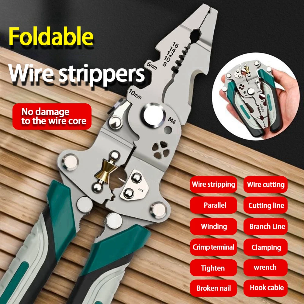 Pelador de cables plegable multifuncional con polea y alicates - imagen 5